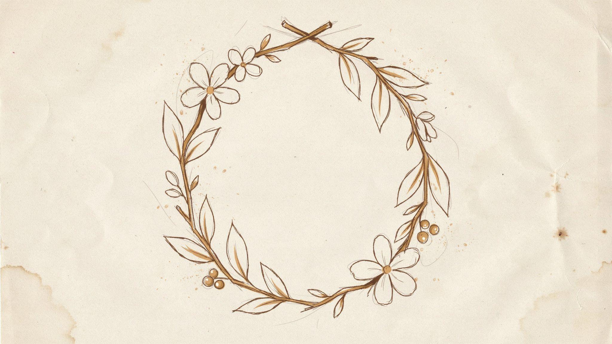 Vintage botanical wreath with roses, lavender, and ferns explains combining flowers in a circle.