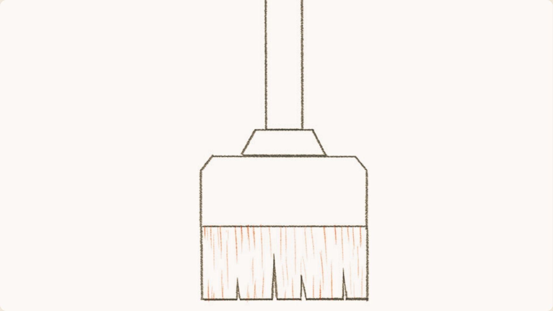 Simple hand-drawn sketch of an upright broom with a long handle.