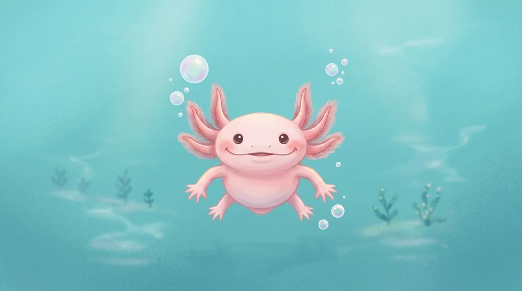 Fully colored pink axolotl drawing with shading.