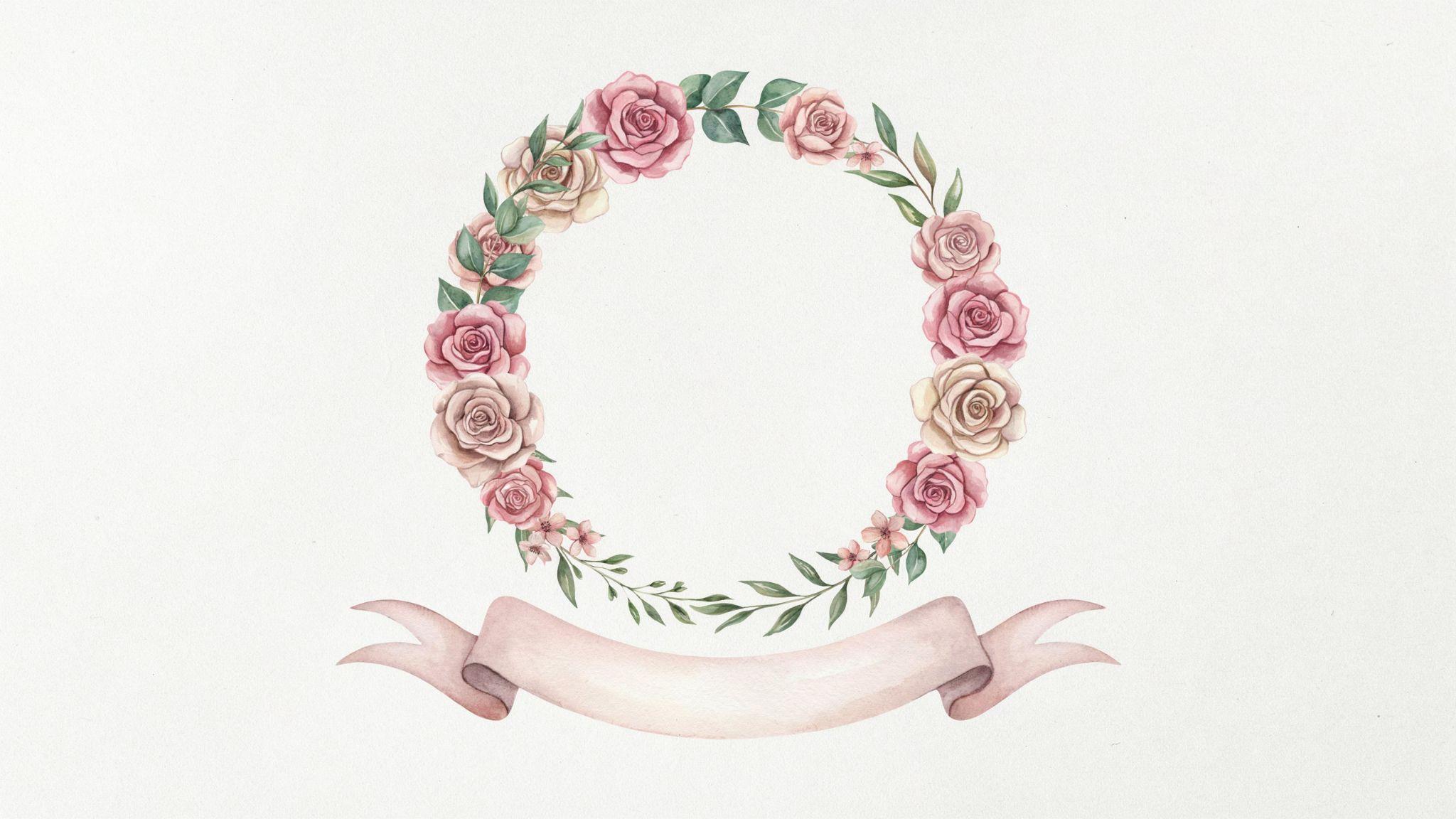 Rose and Banner Wreath with beautiful roses color and pink banner.