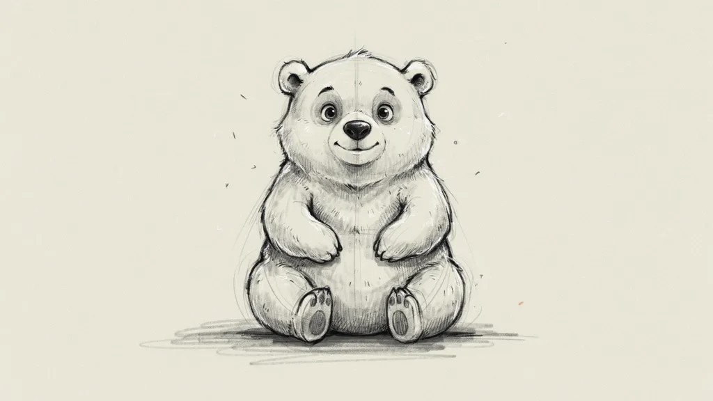 Cute hand-drawn cartoon polar bear.