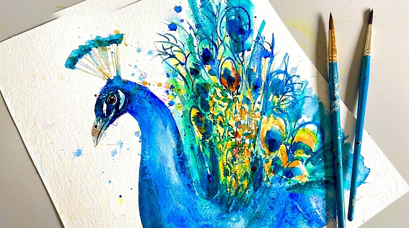 picture showing peacock painting.