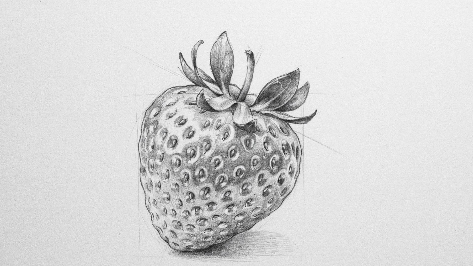 Strawberry sketch with smoother curves and improved natural proportions.