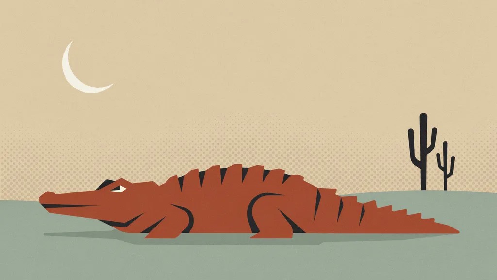 Contemporary alligator artwork with a modern graphic style.