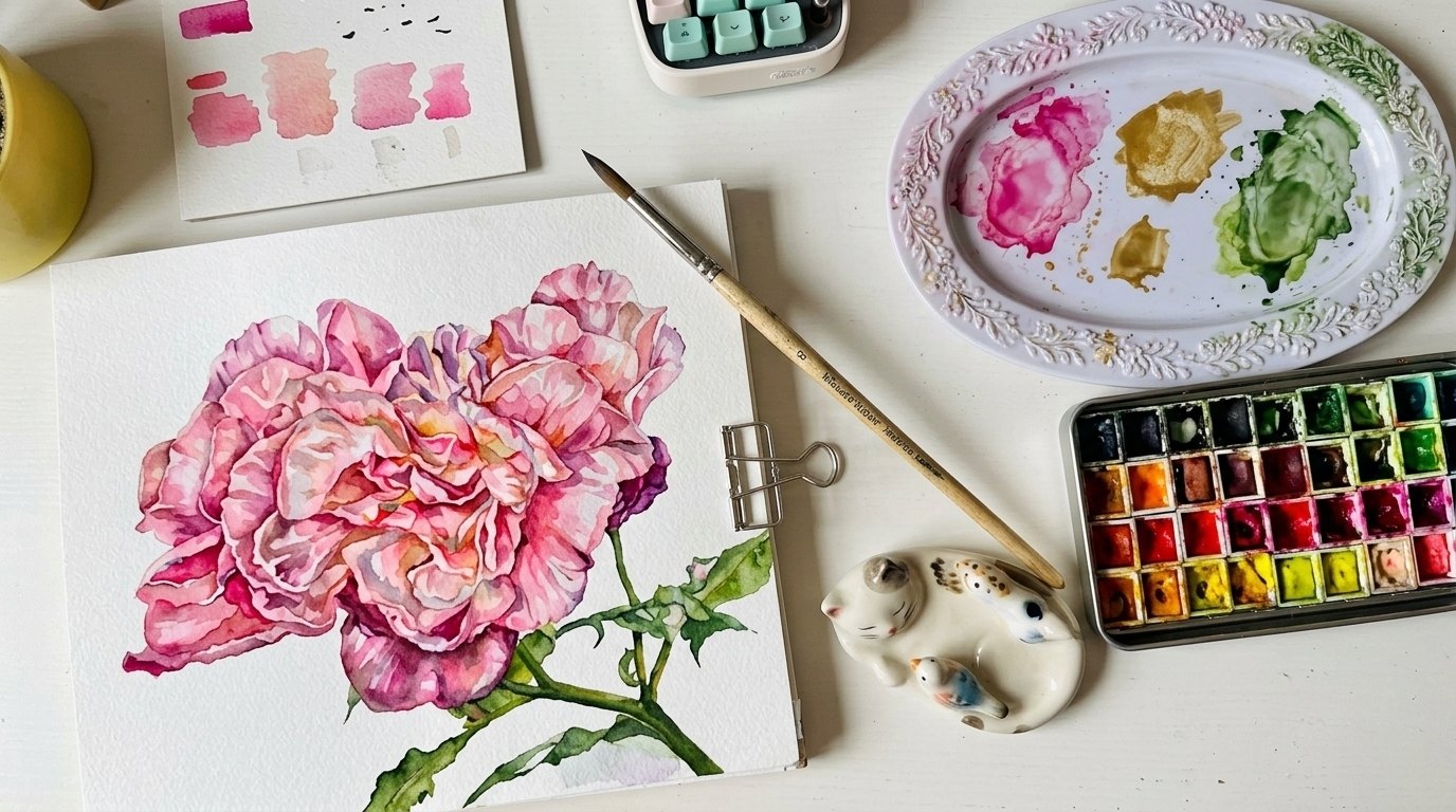 picture showing peony painting.