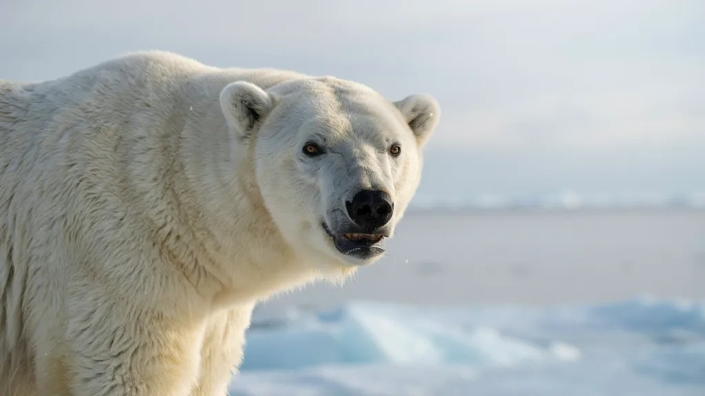 Realistic wildlife-style polar bear drawing.