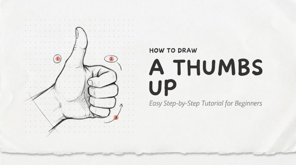 How to Draw a Thumbs Up Simple Drawing Tutorial Simple thumbs up drawing tutorial showing an easy hand sketch for beginners.