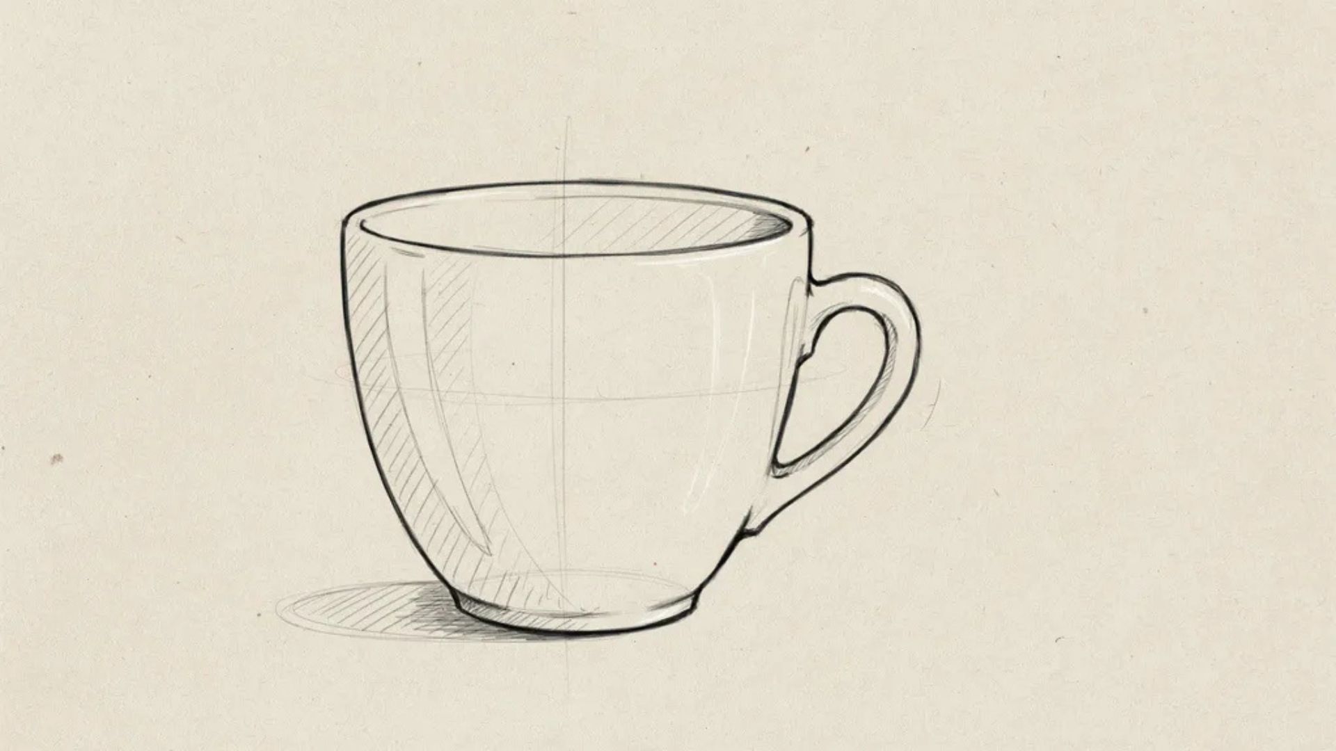 Refined coffee cup outline with rim, base, and handle clearly defined.