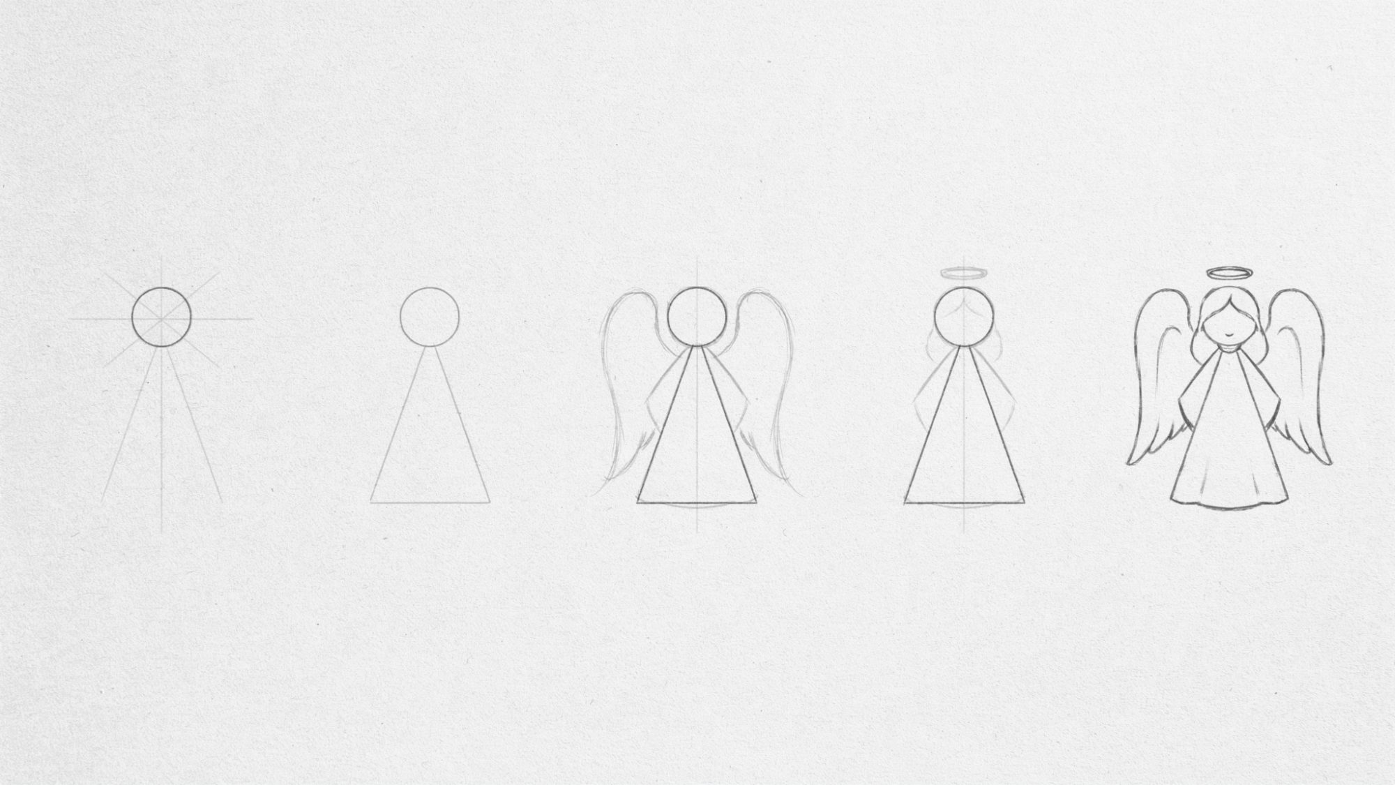 Simple angel drawing made using basic circles and triangles.
