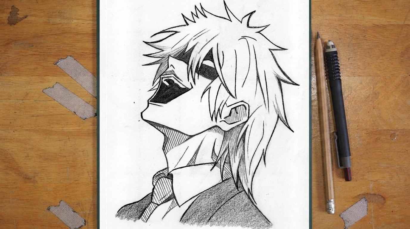 sketch of Light Yagami.