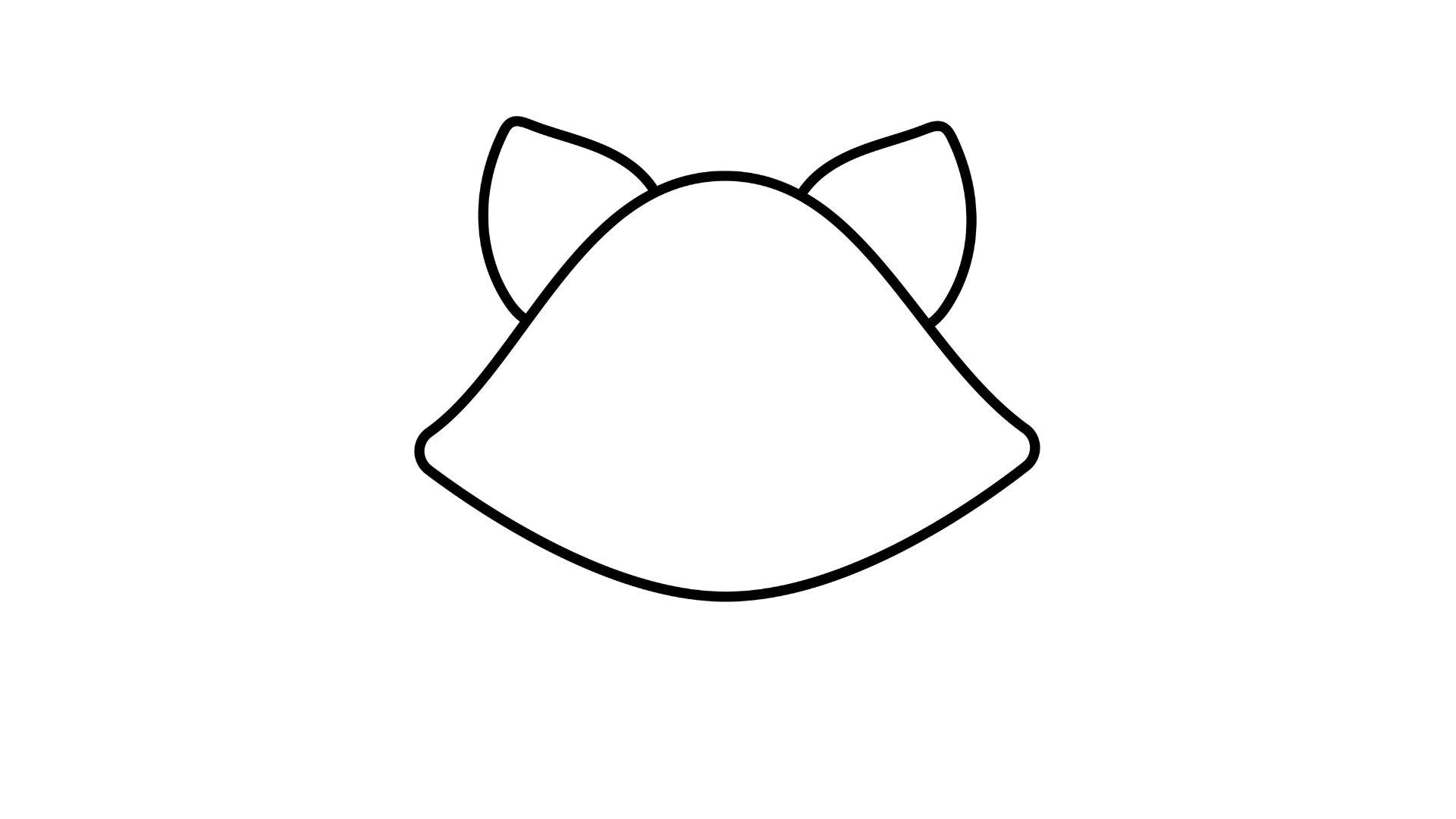 Basic head shape with guidelines being drawn for a raccoon face.