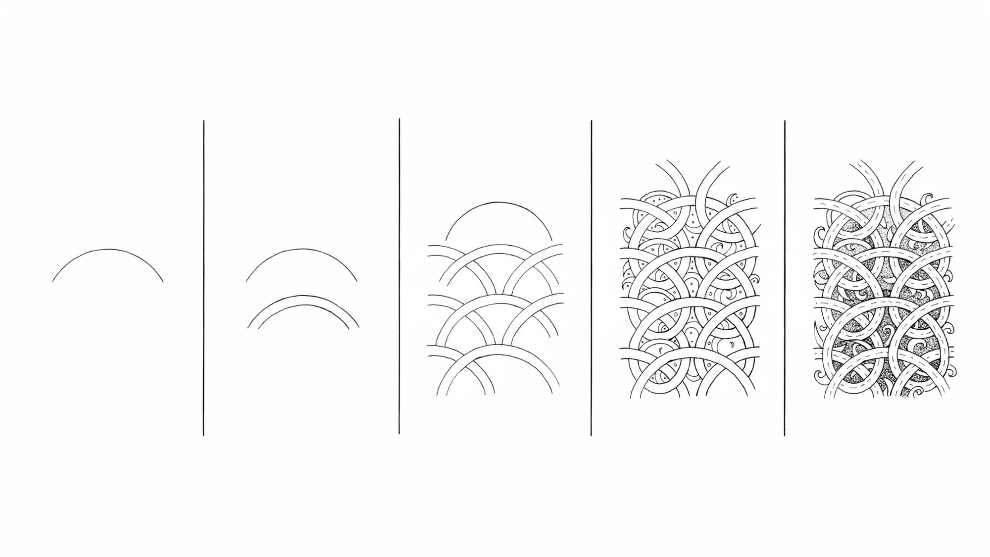 Clean step-by-step Zentangle drawing examples.