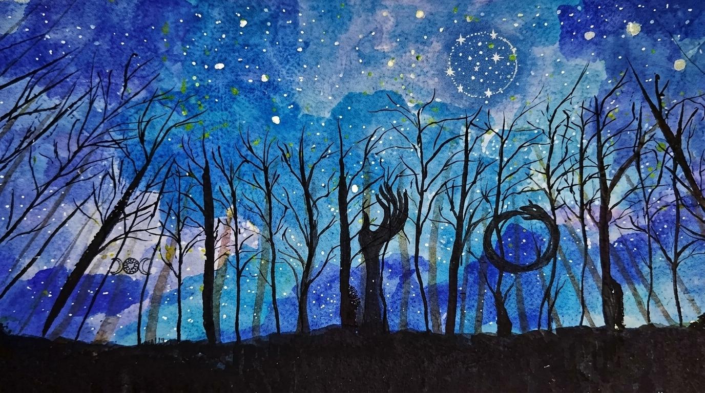 image showing night sky painting.