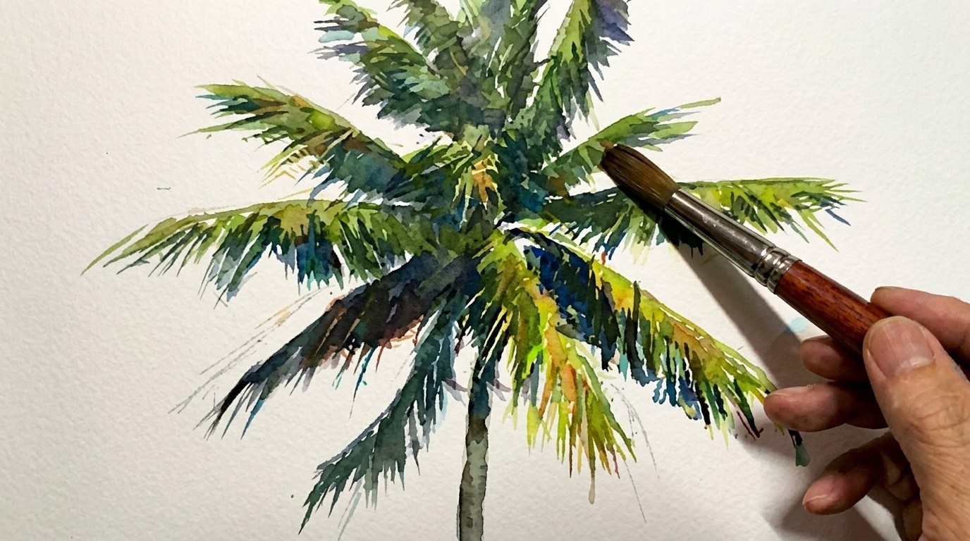 picture showing palm tree painting.