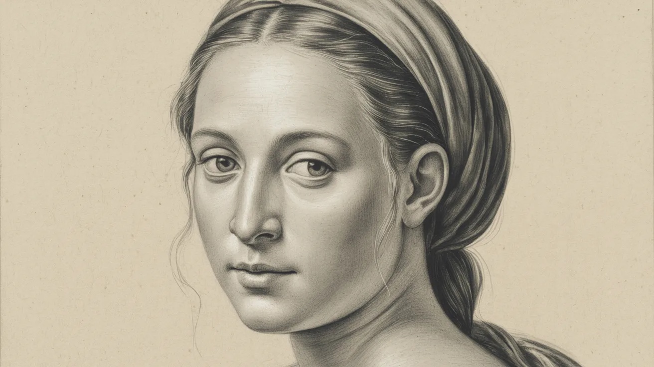 Renaissance style female portrait with shading, refined features, expression, and realistic anatomy inspired by classical European art.