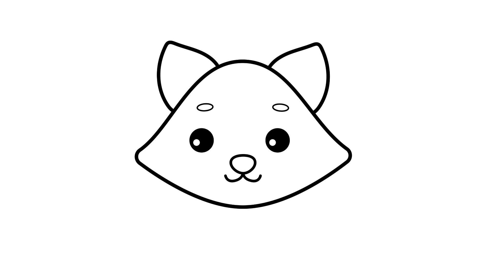 Raccoon face sketch showing ears and characteristic eye mask being added.