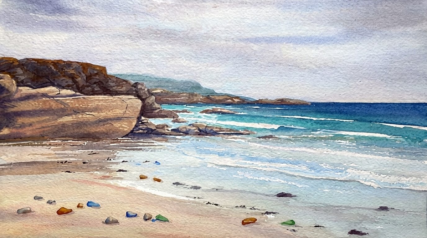 image of beach watercolor painting.