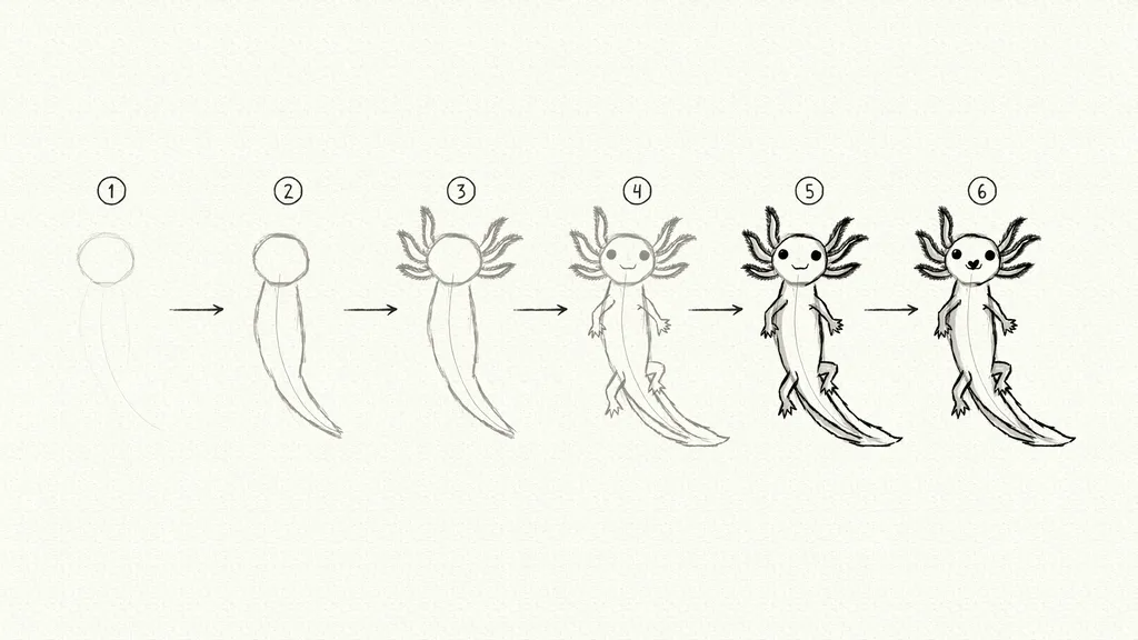 Basic axolotl body shapes shown using simple sketch forms.