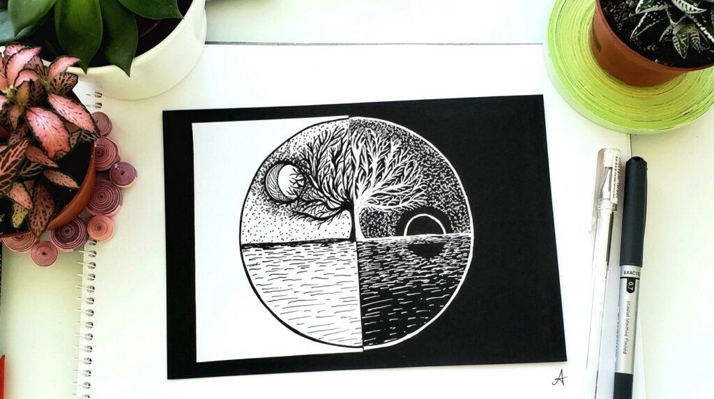 image showing a black and white drawing.