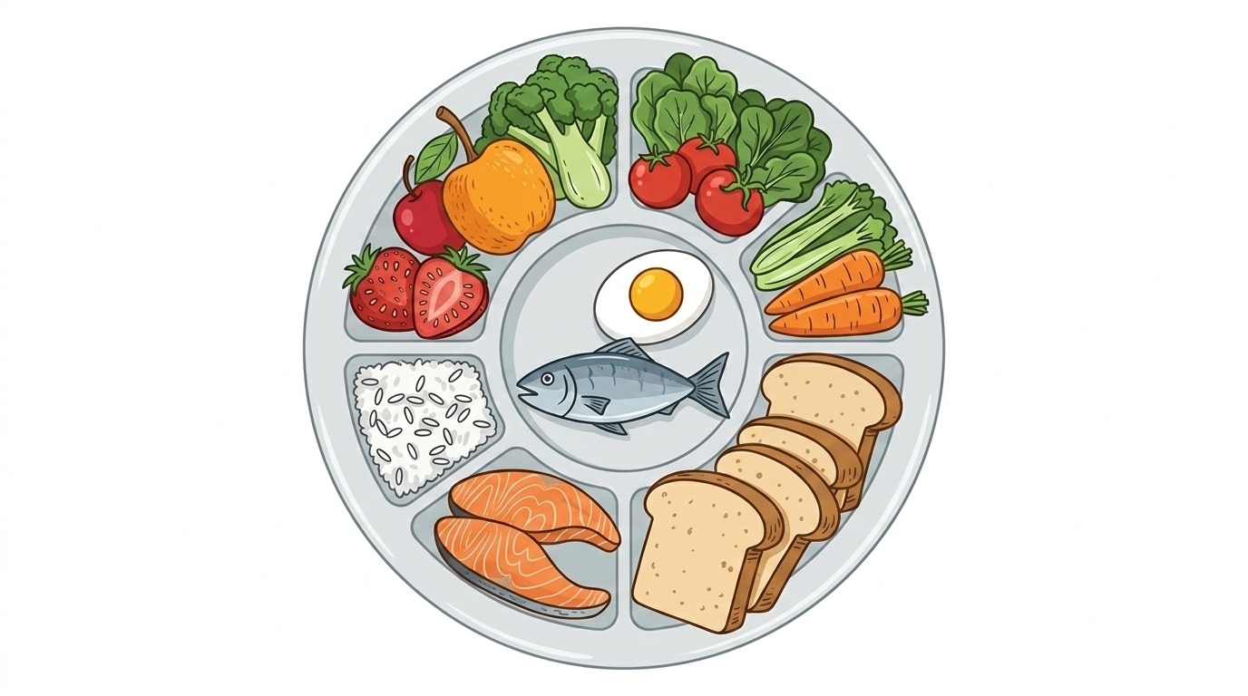 healthy and fresh food drawing.