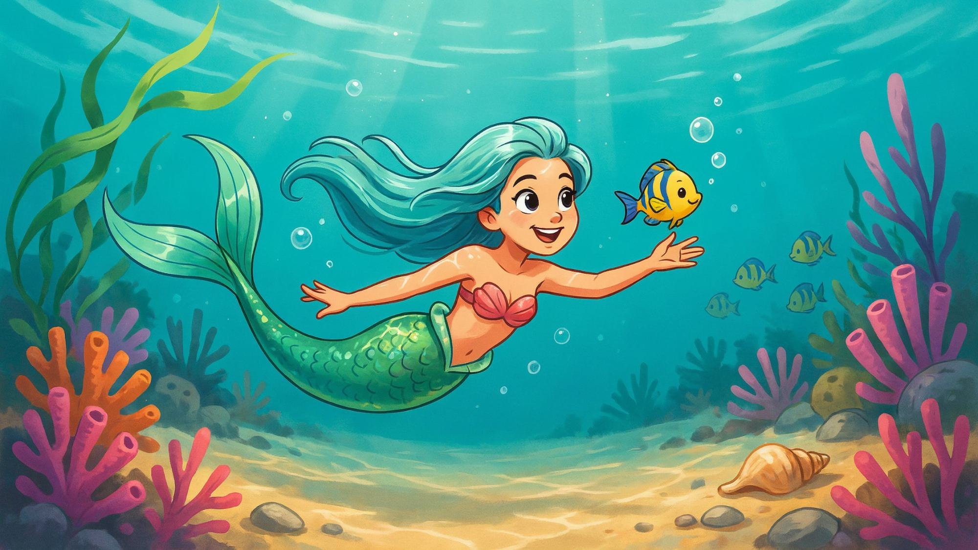 image of Flounder little mermaid drawing.