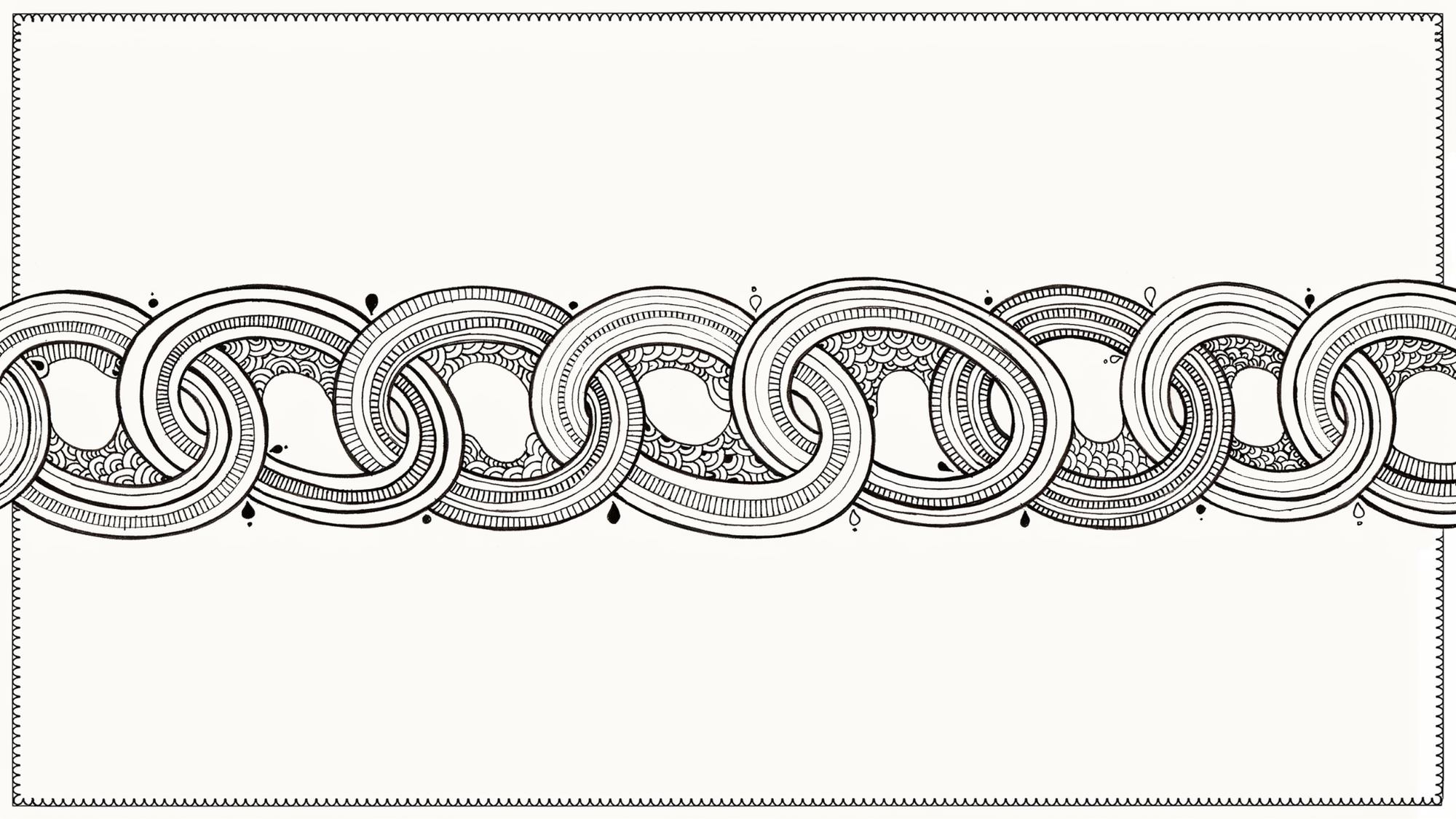 Wave chain Zentangle pattern.