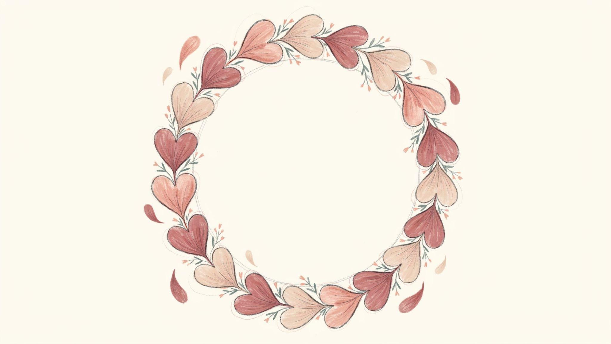 Heart-Leaf Wreath with a beautiful look and pencil shading underneath.