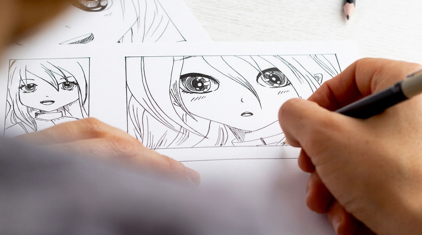 drawing an anime girl.