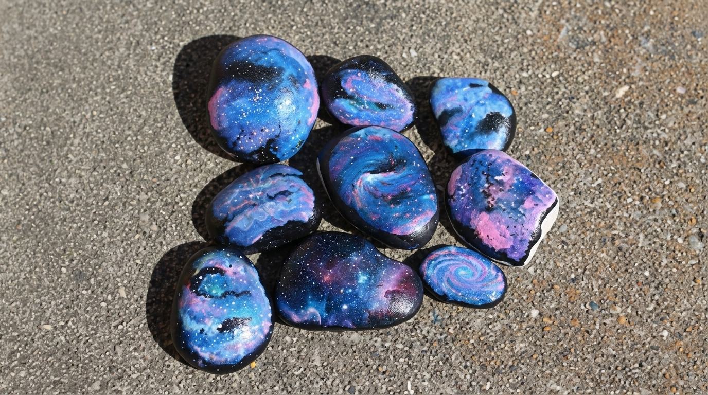 galaxy painted rocks.