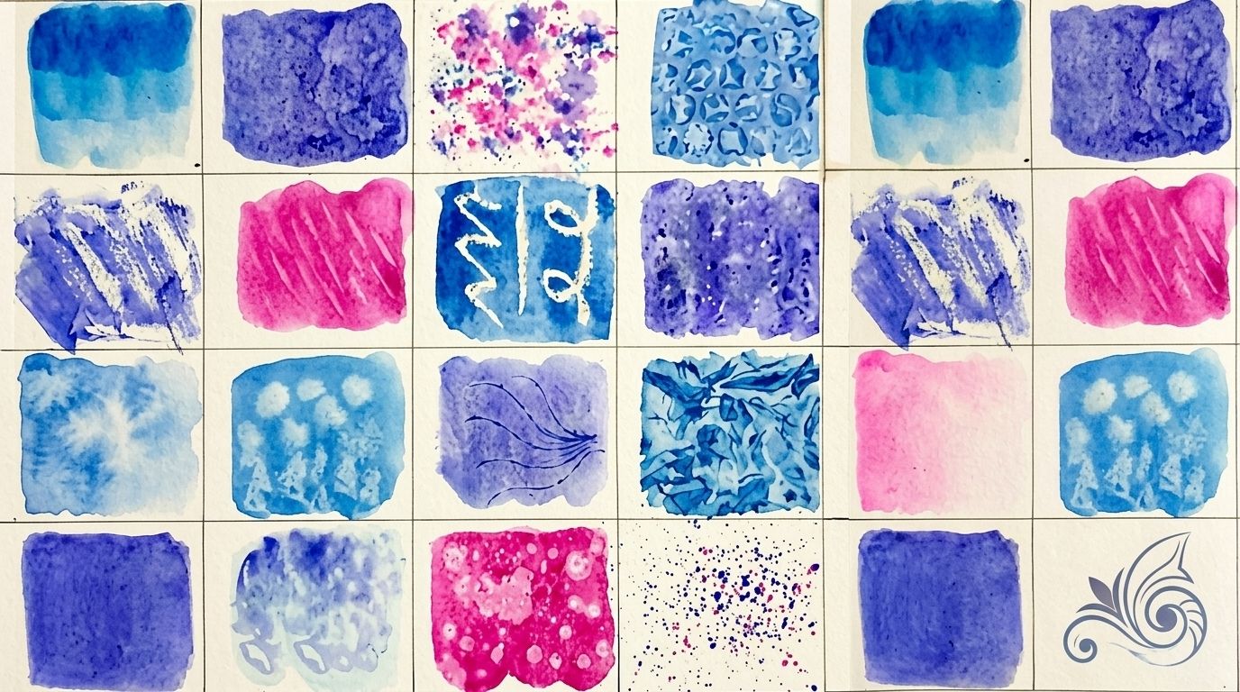 image showing different types of watercolor techniques.