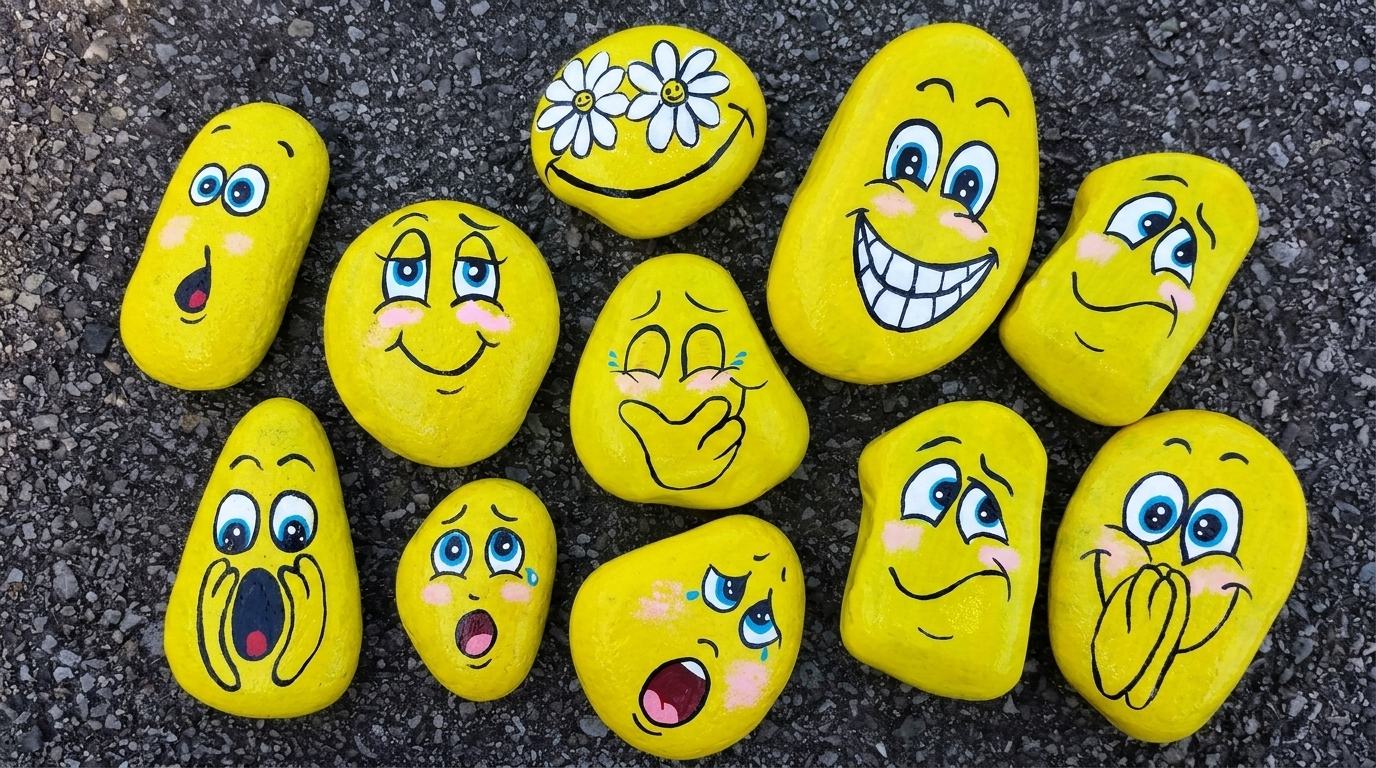 emoji painted rocks.