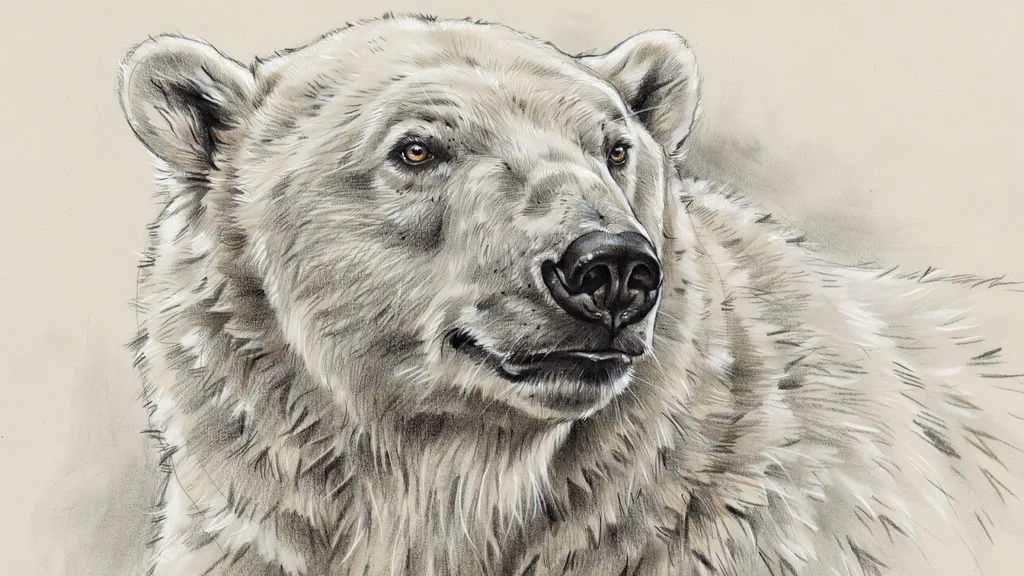 Polar bear fur texture study in pencil.