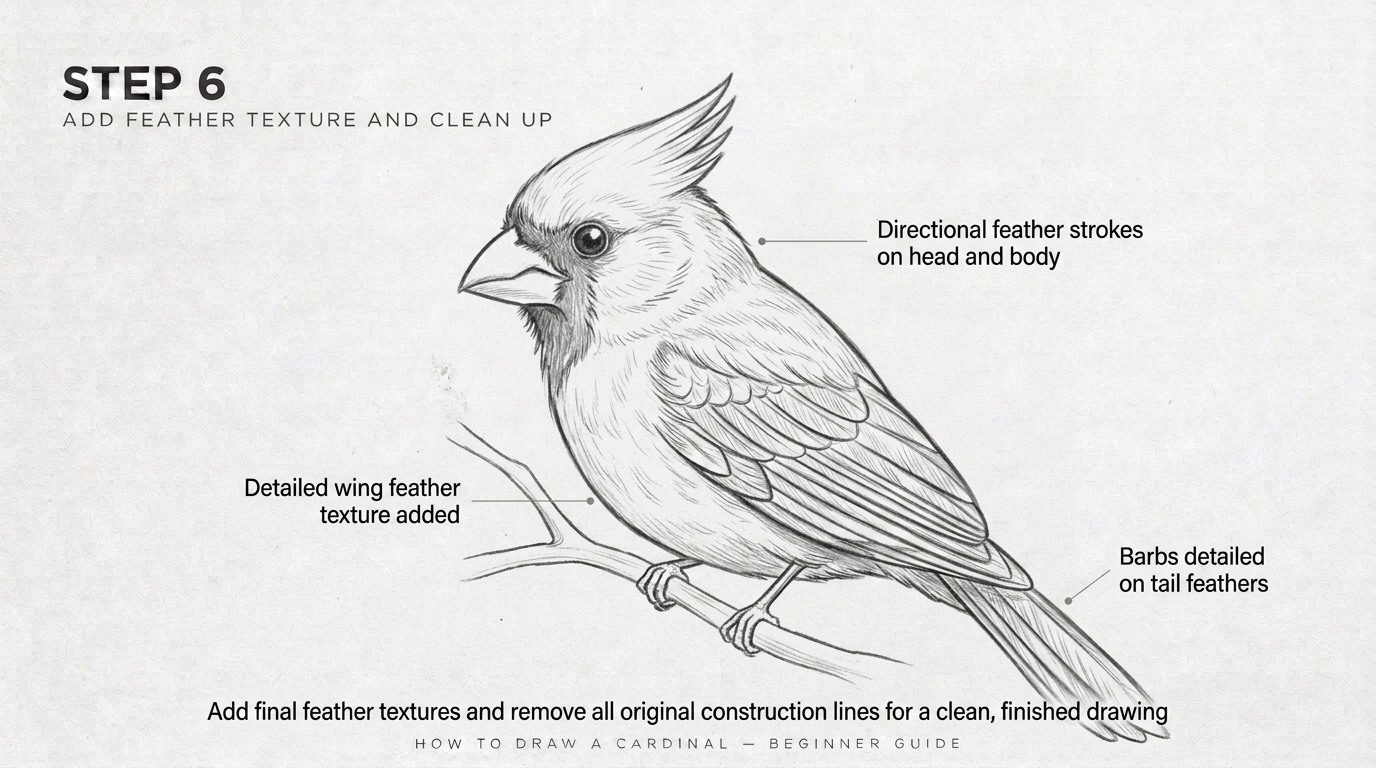 Step 6: Add Feather Details and Final Lines