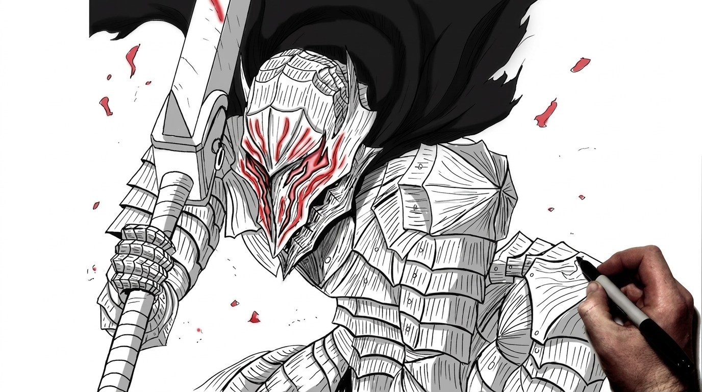 drawing of Berserk Armor Guts.