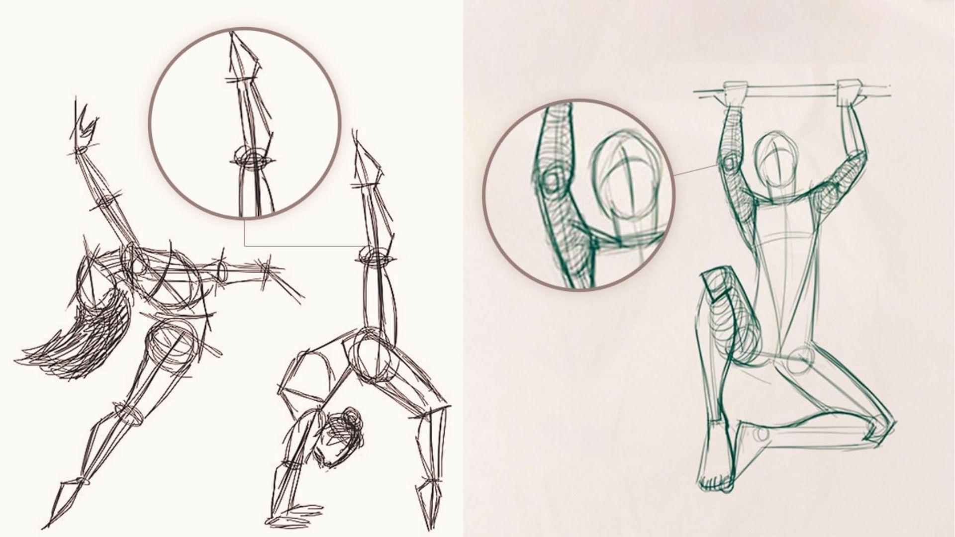 Contouring the shape of foreshortening art.