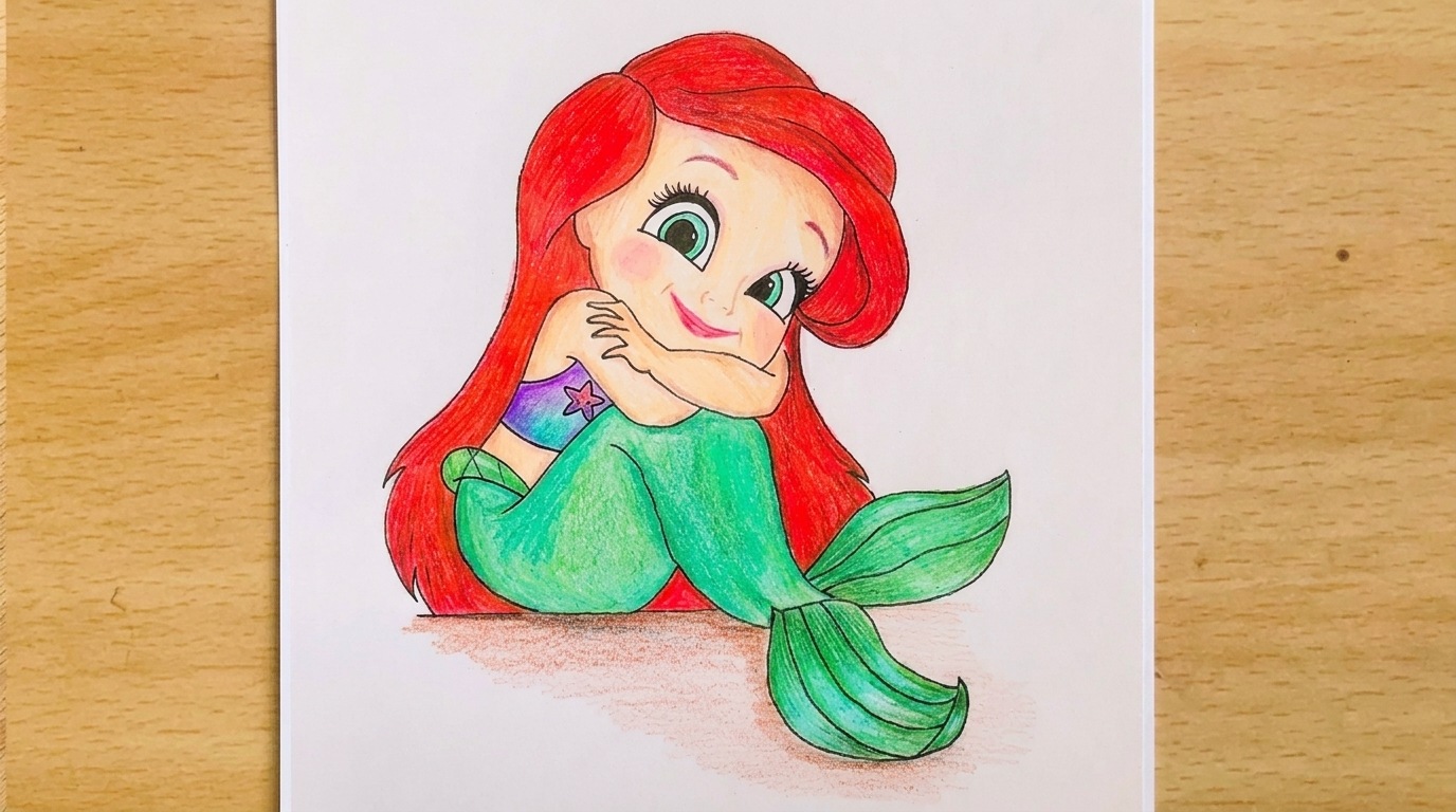ariel style mermaid drawing.