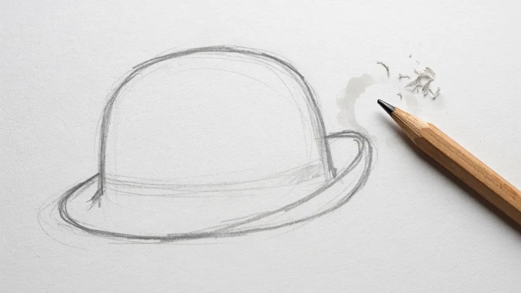 Drawing the crown of a hat using a simple rounded shape as the foundation