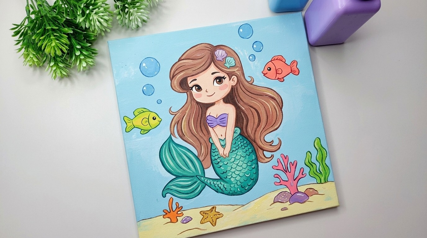 easy and cute mermaid drawing.