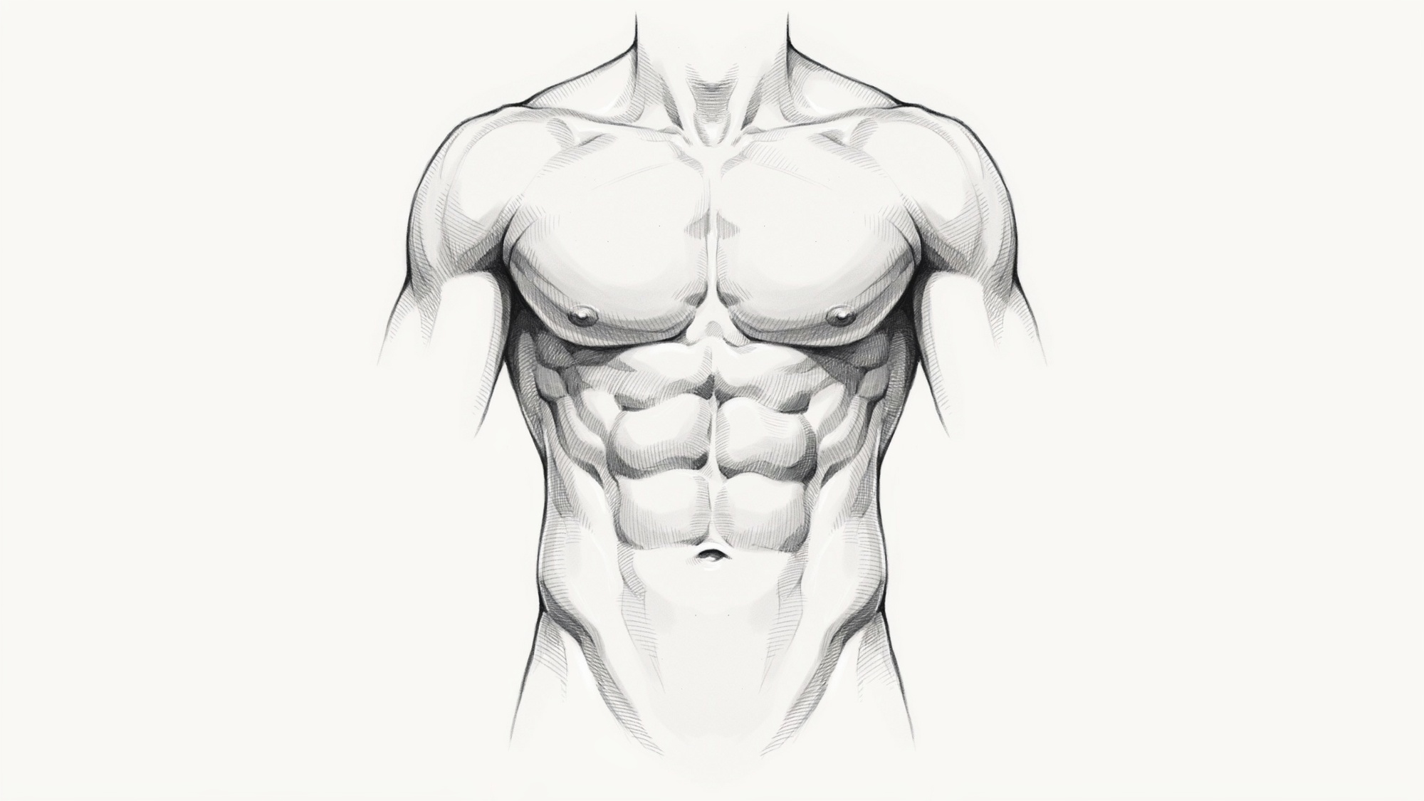 Realistic male torso with defined six-pack abs.