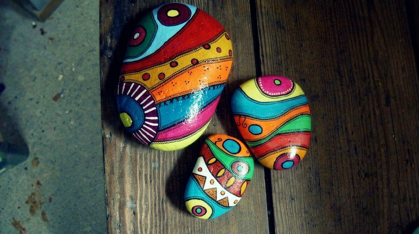 abstract painted rocks.