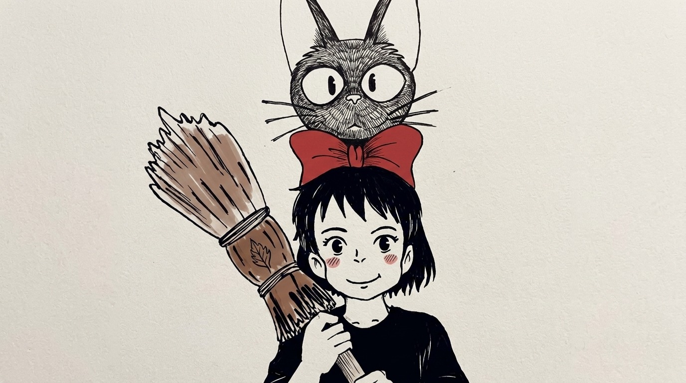 drawing of Kiki from Kiki's Delivery Service.