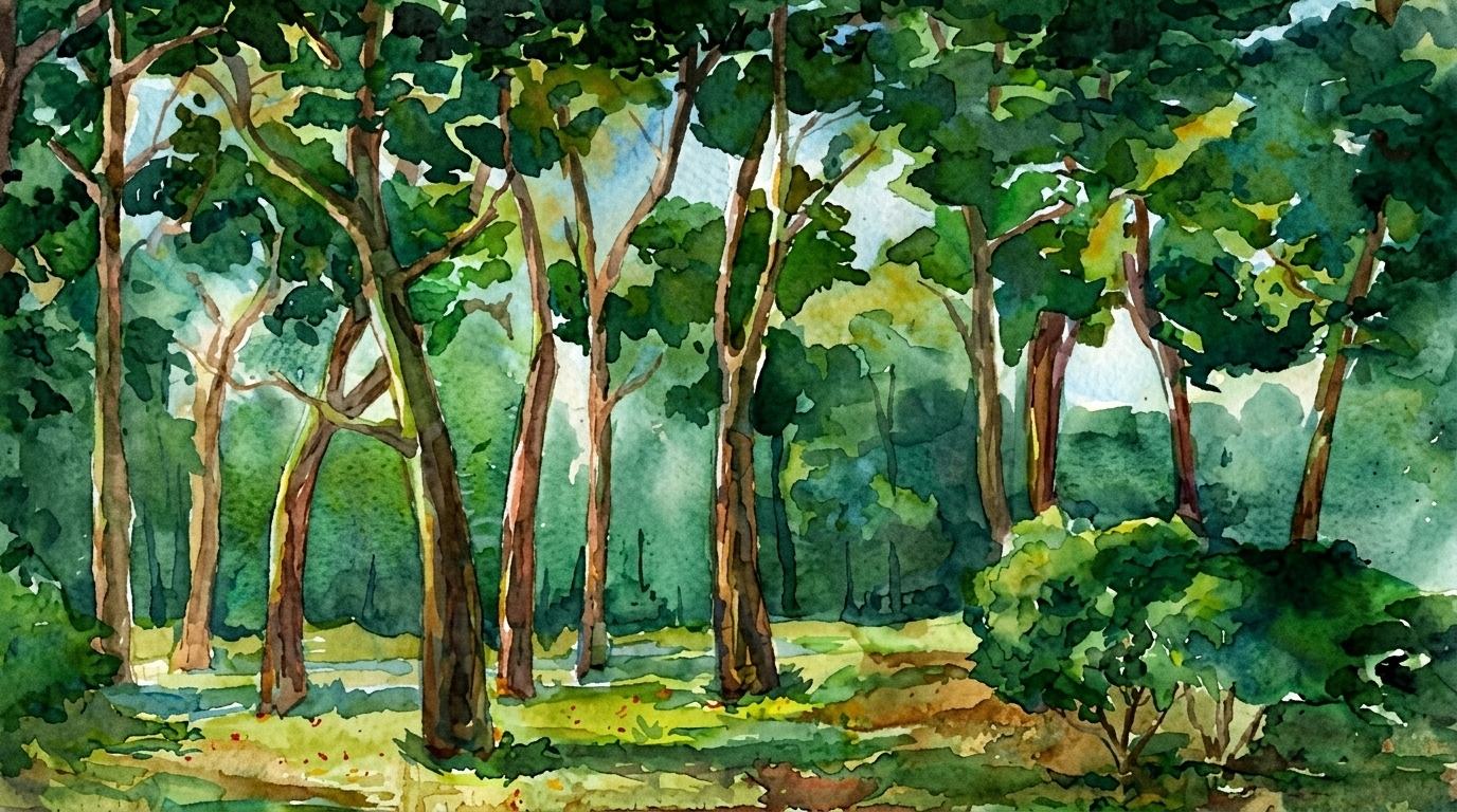 image showing forest landscape painting.