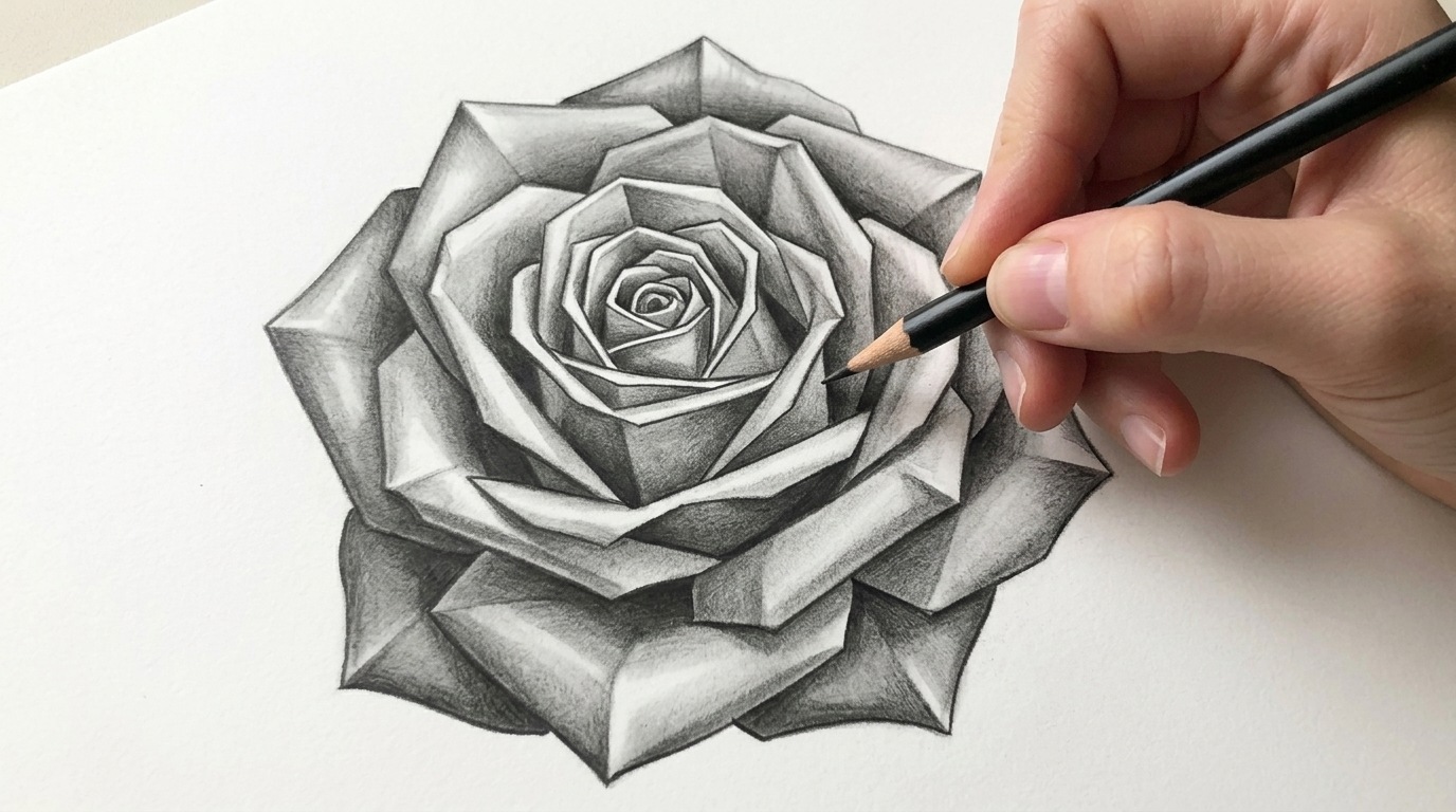 adding details and highlights to the sketch drawing.