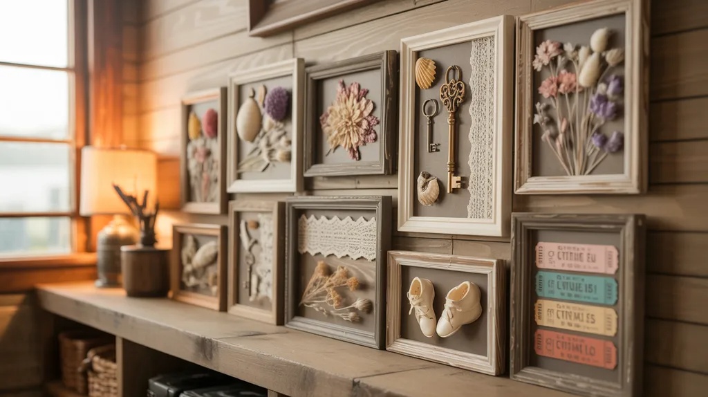 35 Shadow Box Ideas for Meaningful Displays Collection of creative shadow box displays in a cozy home setting.