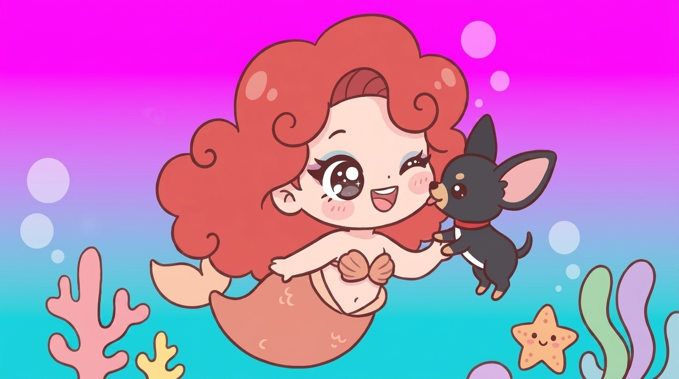 chibi-style mermaid drawing.