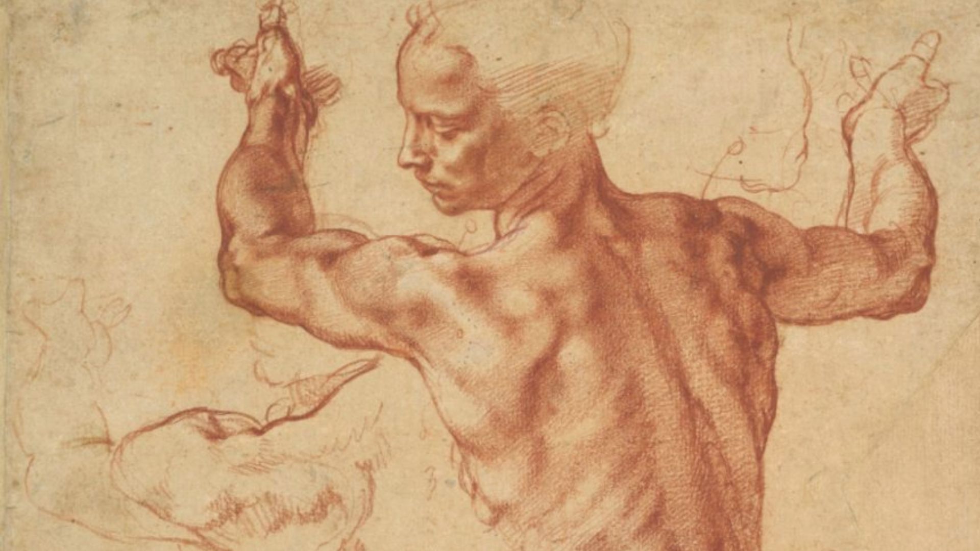 A Renaissance artwork featuring a man with arms wide open, representing welcome and artistic expression.
