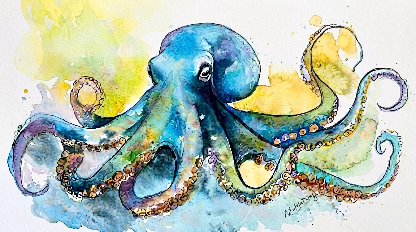 picture showing octopus painting.