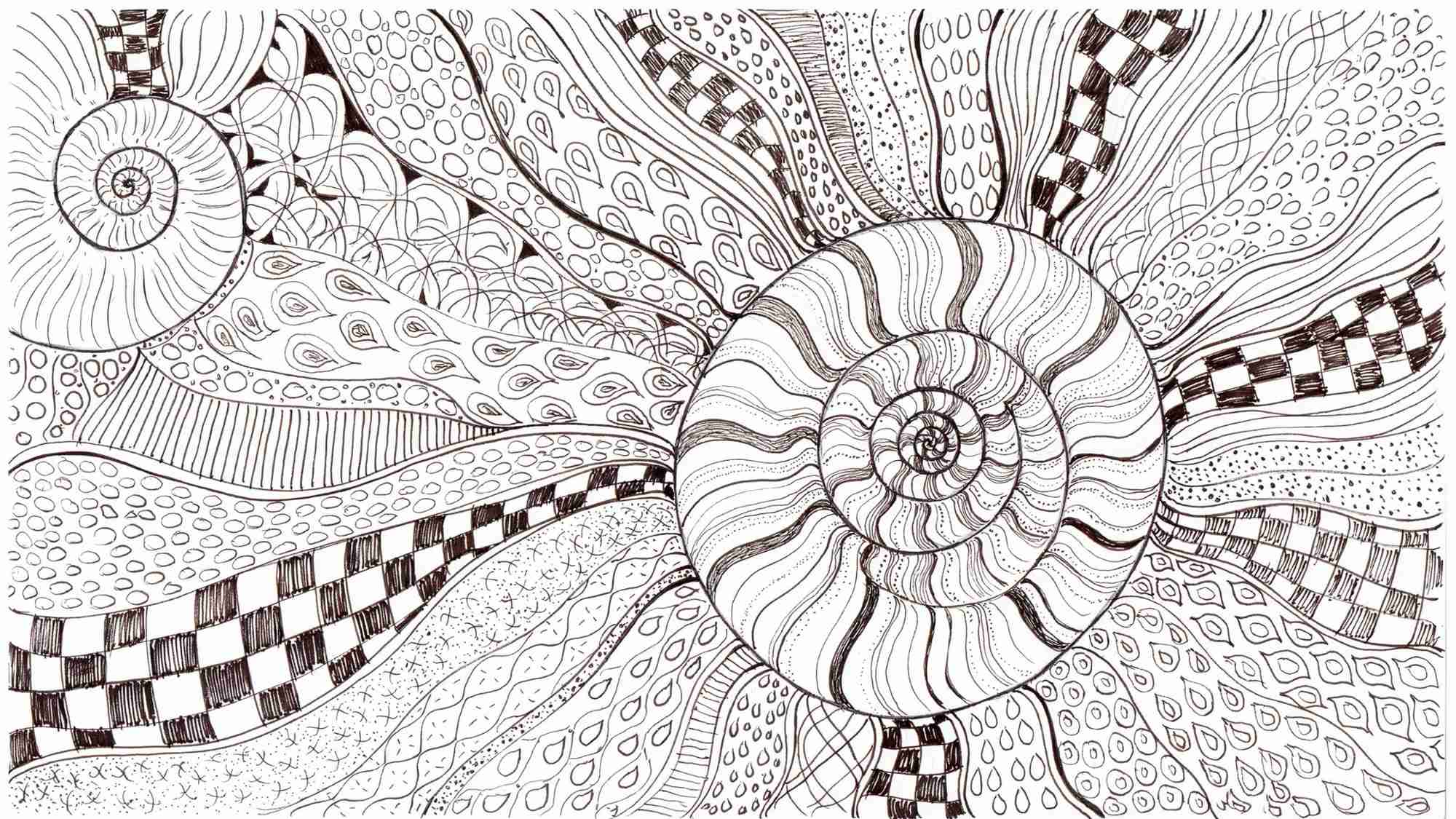 Spiral shell Zentangle design.